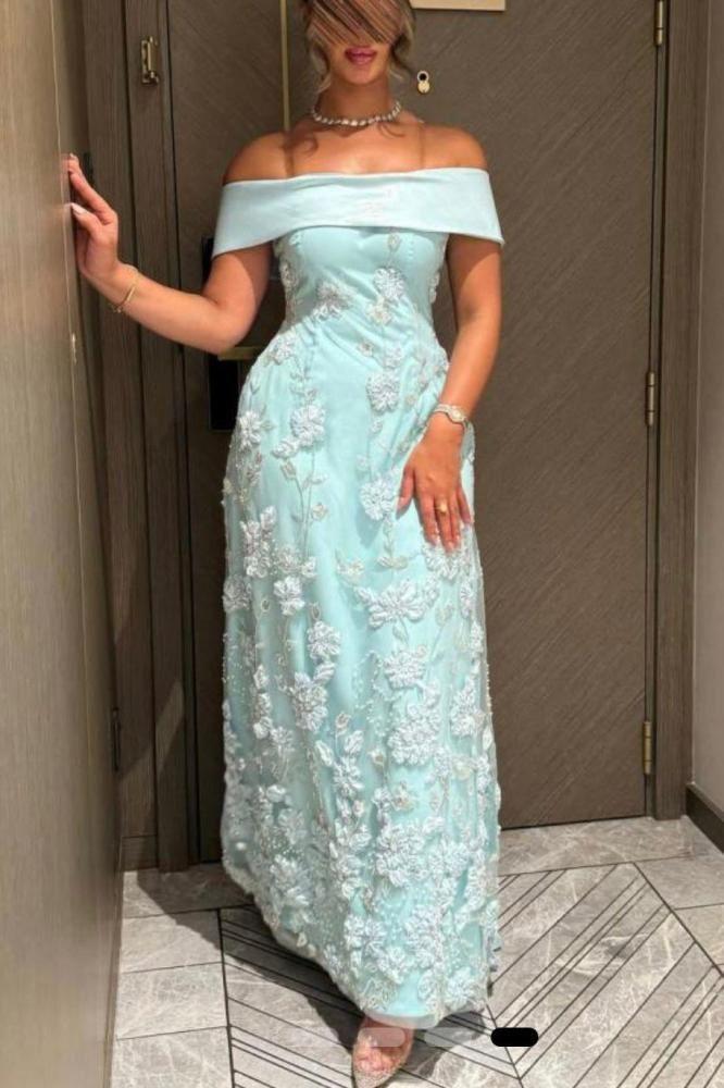 Blue evening dress Arabie Georgette + evening cost