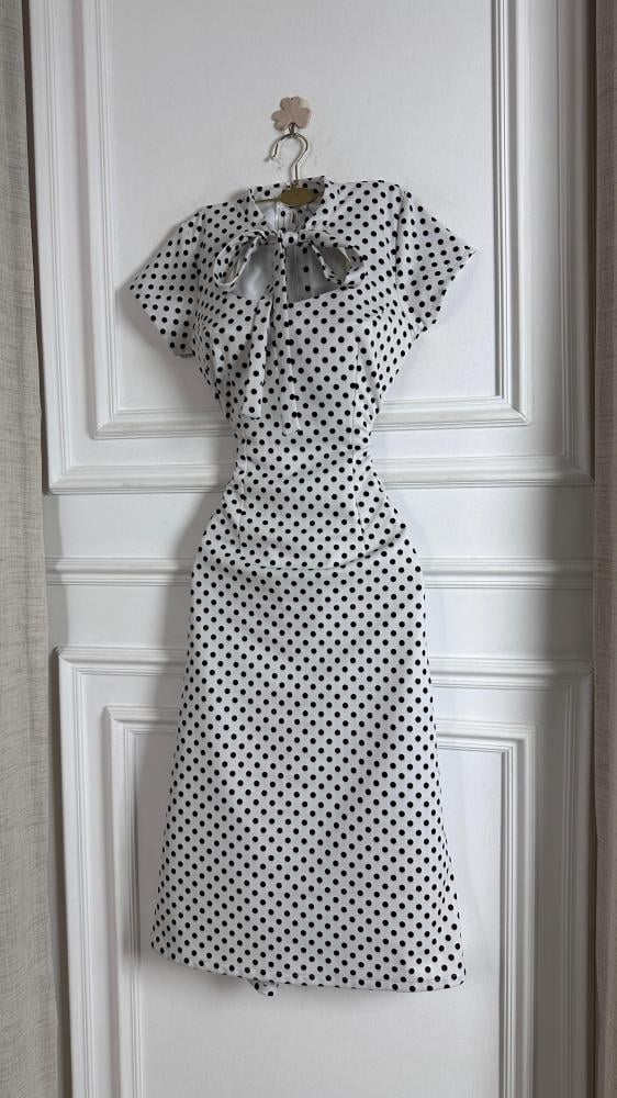 Feteet, evening, white, fabric, Barbie, dotted