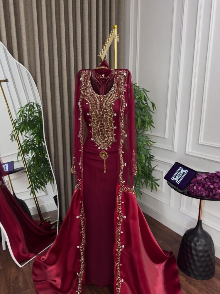 قفطان سهرة بني الخامة باربي+ تفته +تل+ وتطريز شغل يد للاستقبالات والعزائم