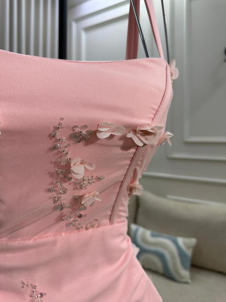 Pink evening dress, original Barbie fabric, first class, elegant embroidery, stylish look