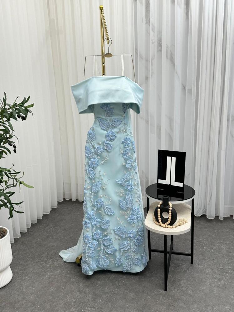 Blue evening dress Arabie Georgette + evening cost