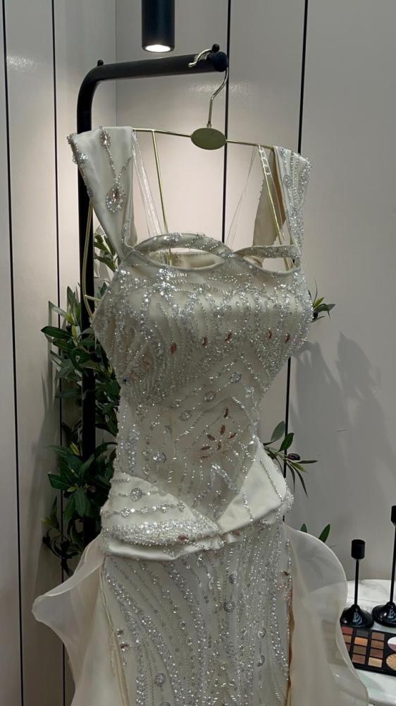 Evening dress gold material beads and knicker