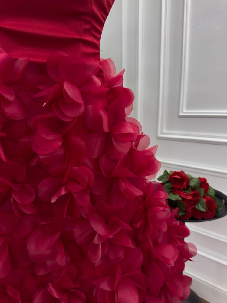 Evening dress red material Barbie rose