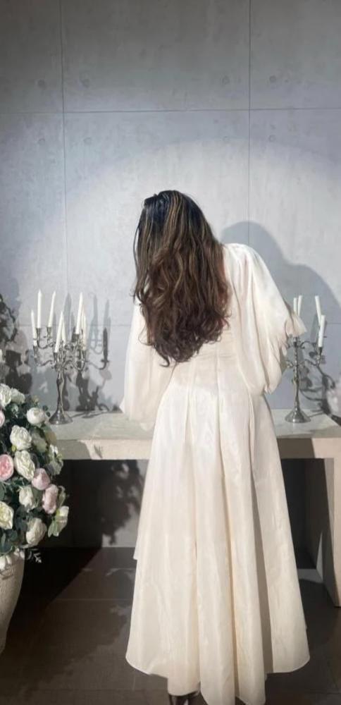 White evening dress Barbie embroidery + Georgette jacket