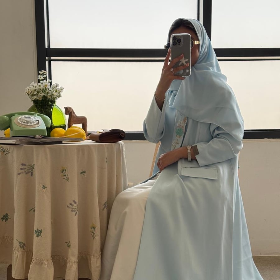 عباية رين | اللون الليبي بلو Baby Blue