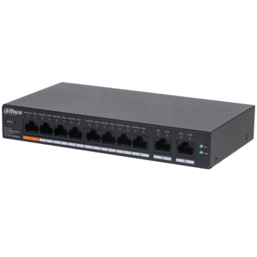 سويتش داهوا 10 منافذ مُدار سحابياً مع 8 منافذ PoE - CS4010-8ET-60