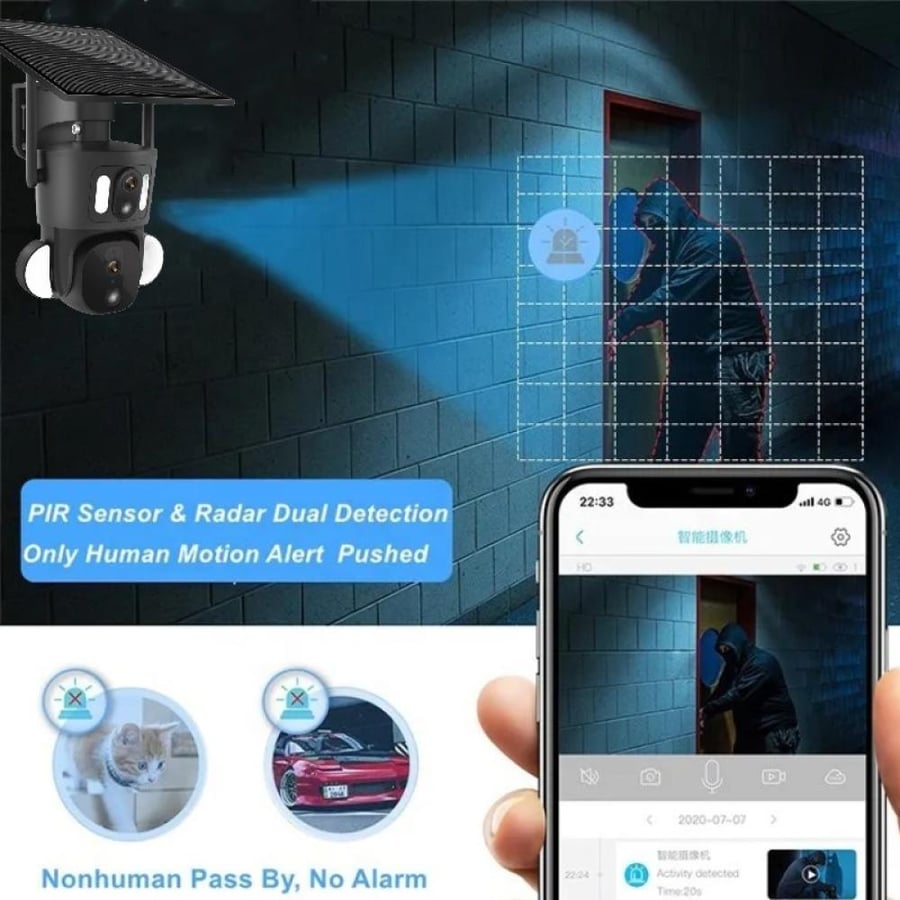 كاميرا مراقبة 4G بالطاقة الشمسية بعدستين Dawai Cam QT260K (لوح 9W)