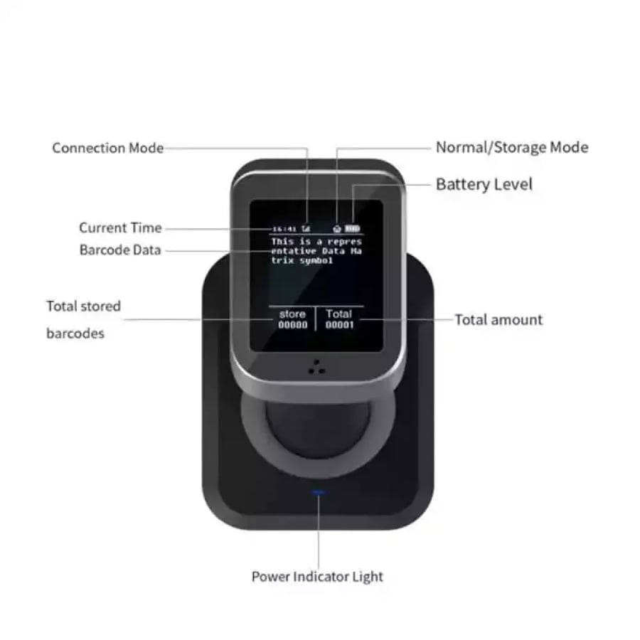 ماسح وقارئ باركود لاسلكي 1D موديل MJ-1932A (منفذ USB)