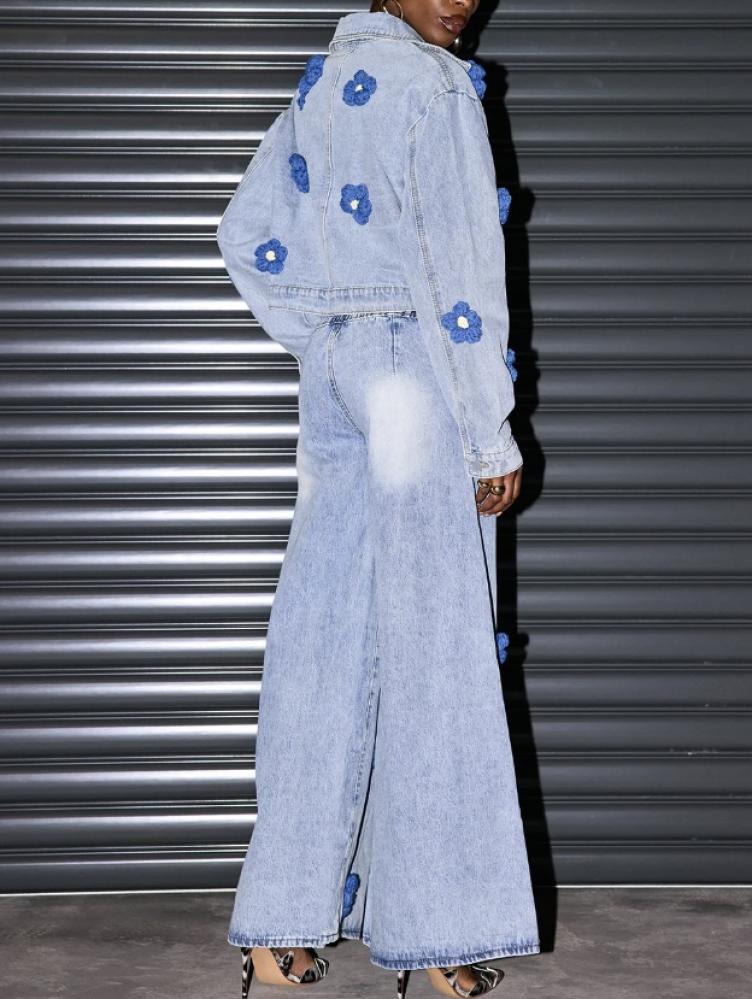 Blossoming Denim Flair Pants