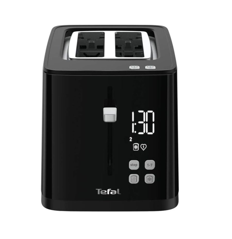 Tefal toaster, digital smart in light, two-slot bread toaster, 850-watt power, black - TT640840