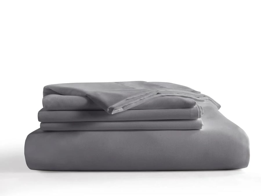 تلبيسة لحاف بدون حشوة مزدوج 4 قطع - رمادي غامق