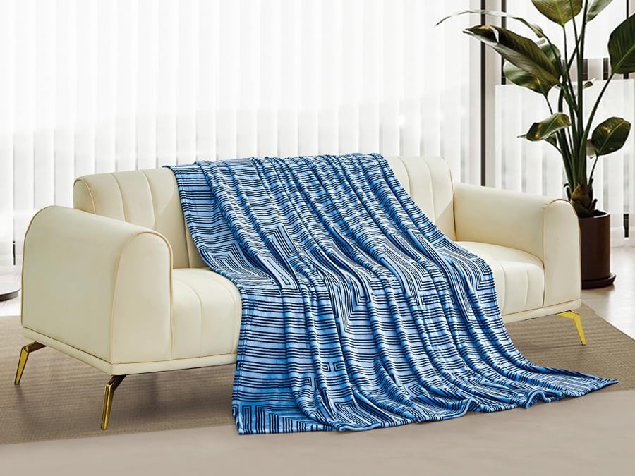 بطانية FLANNEL مشجرة مخمل خفيفة مفرد - 160×220 سم - أزرق