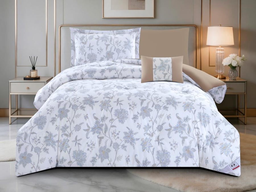 مفرش MILA قطن مشجر مودرن مفرد ونص - 140×200 سم - 6 قطع - T-E