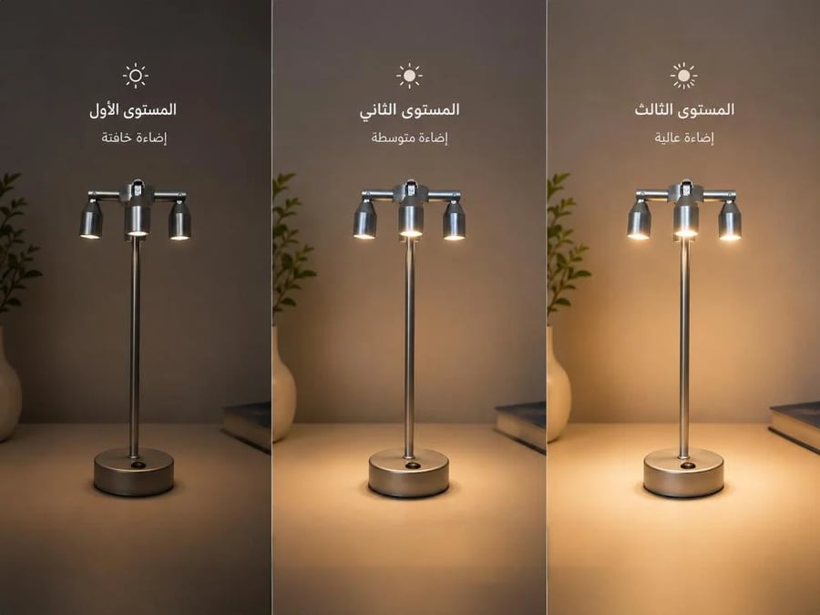 مصباح طاولة LED لاسلكي لمس قابل لإعادة الشحن - فضي