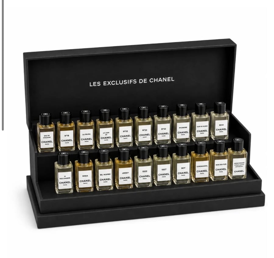 مجموعة شانيل الفاخرة للاستكشاف - 19 عطر ميني 4 مل (لكل عطر) - مع الكيس