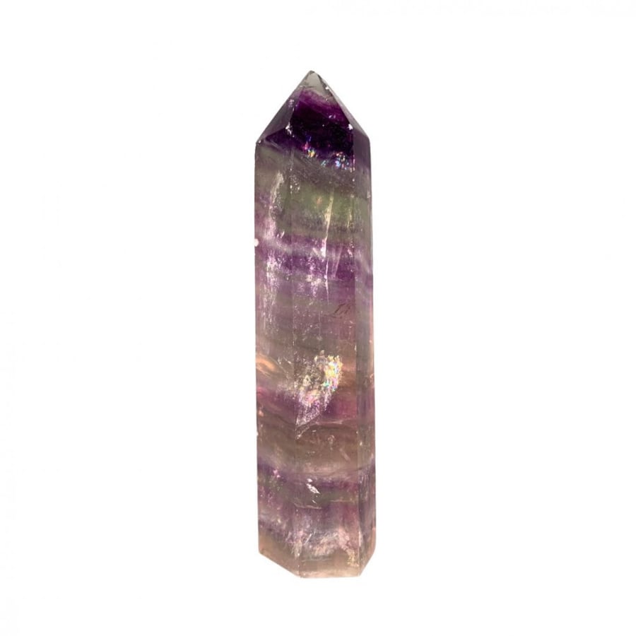 Large transparent fluorite obelisk stone