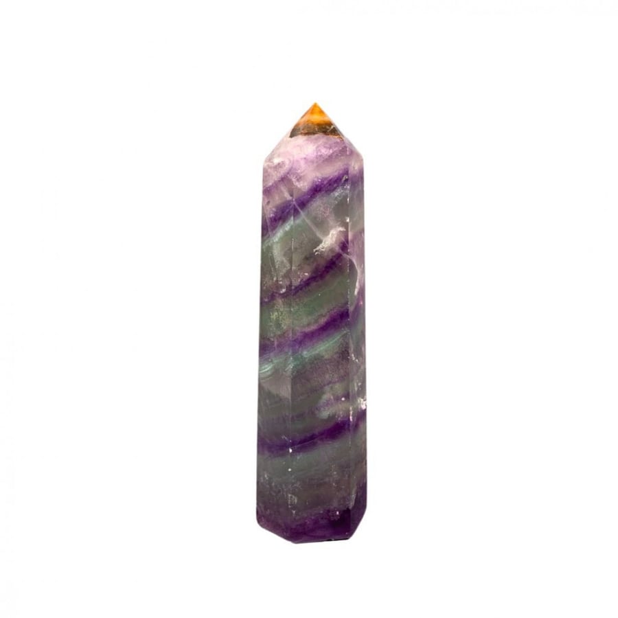 Large transparent fluorite obelisk stone