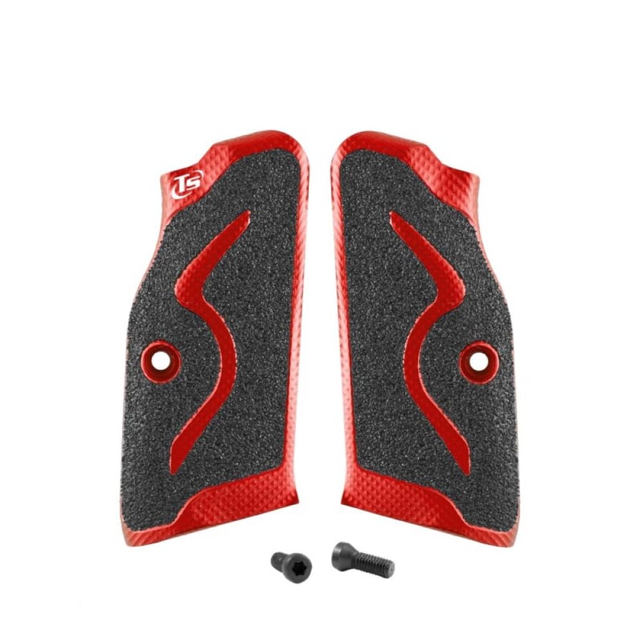 Long grips Sport Production for Tanfoglio small frame (Color: Rosso - Material: Alluminio)