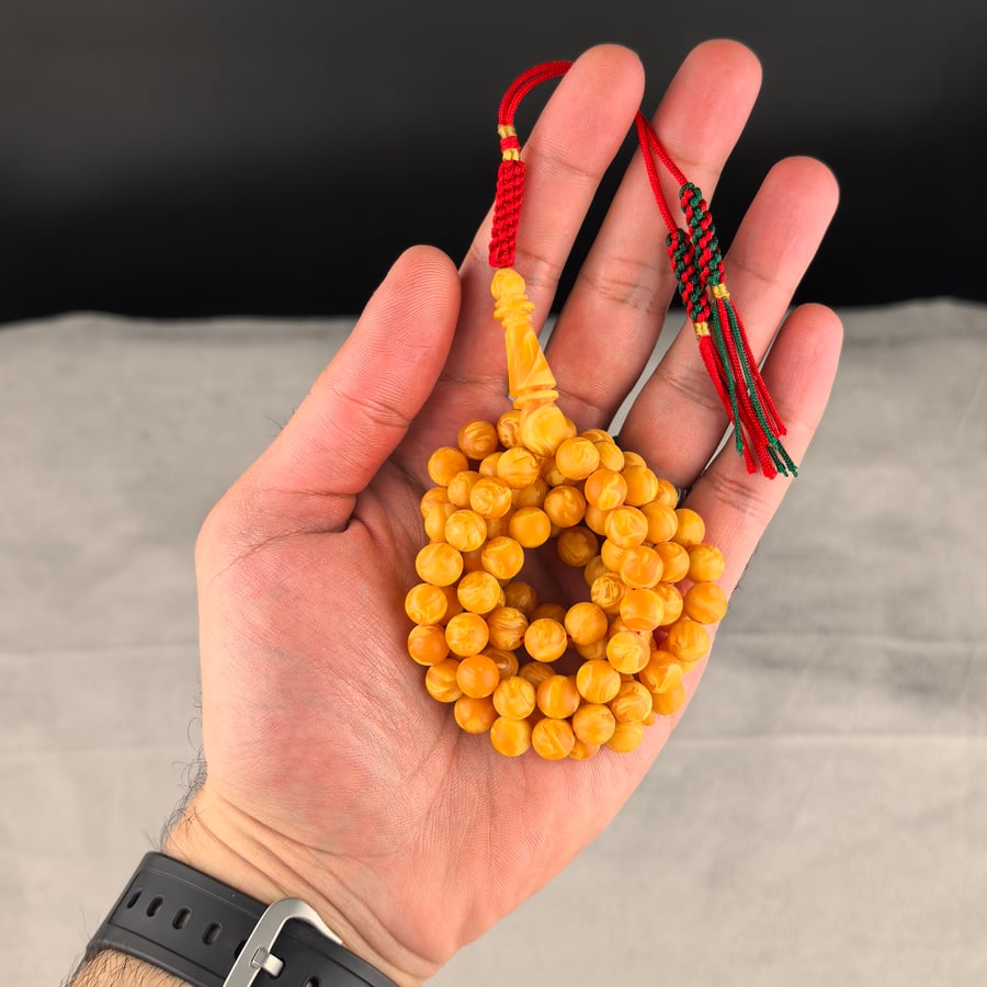 Amber Chinese agate prayer bead string