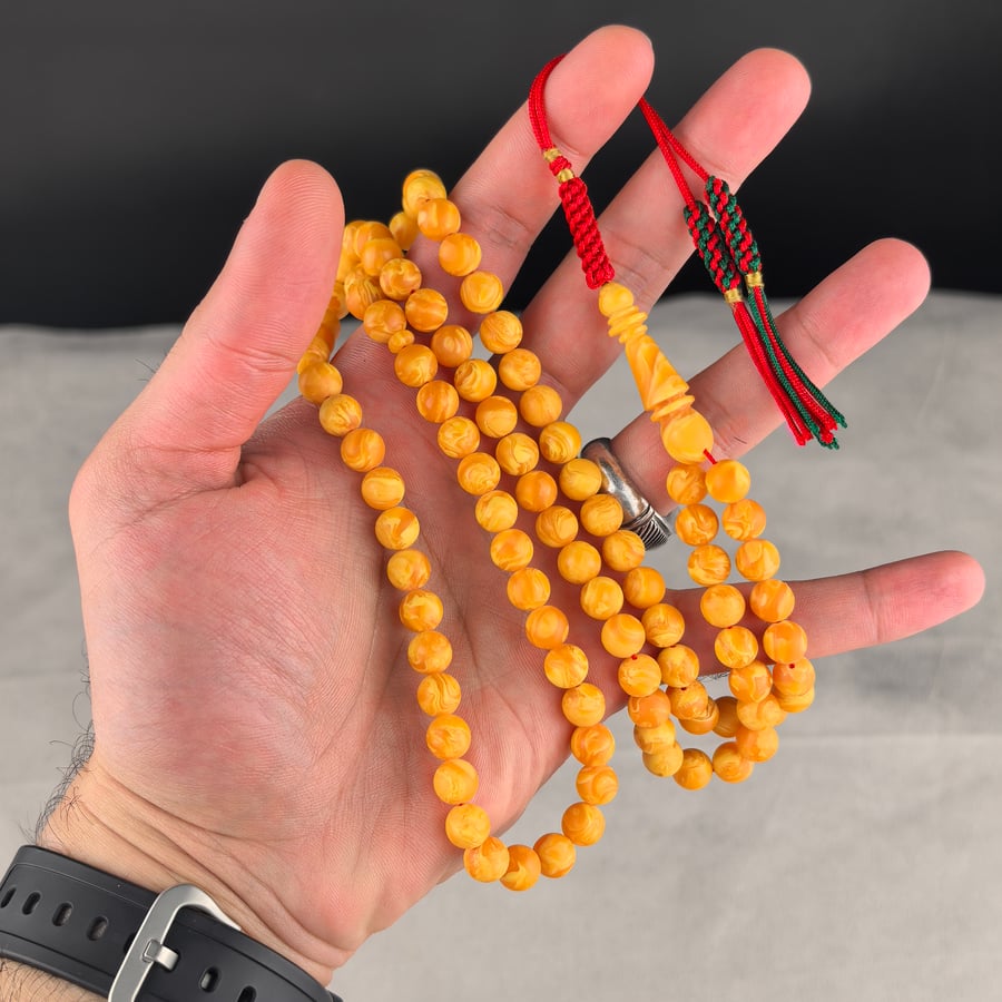 Amber Chinese agate prayer bead string