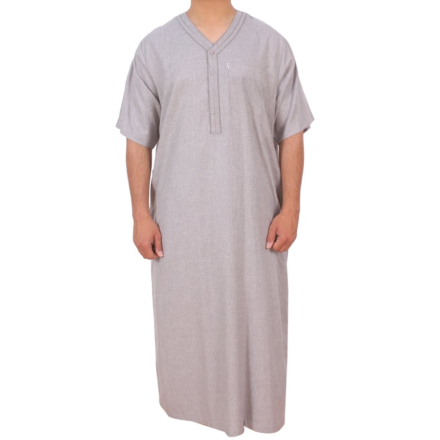 Jalabiya for Men & Embroidered Half Sleeve M