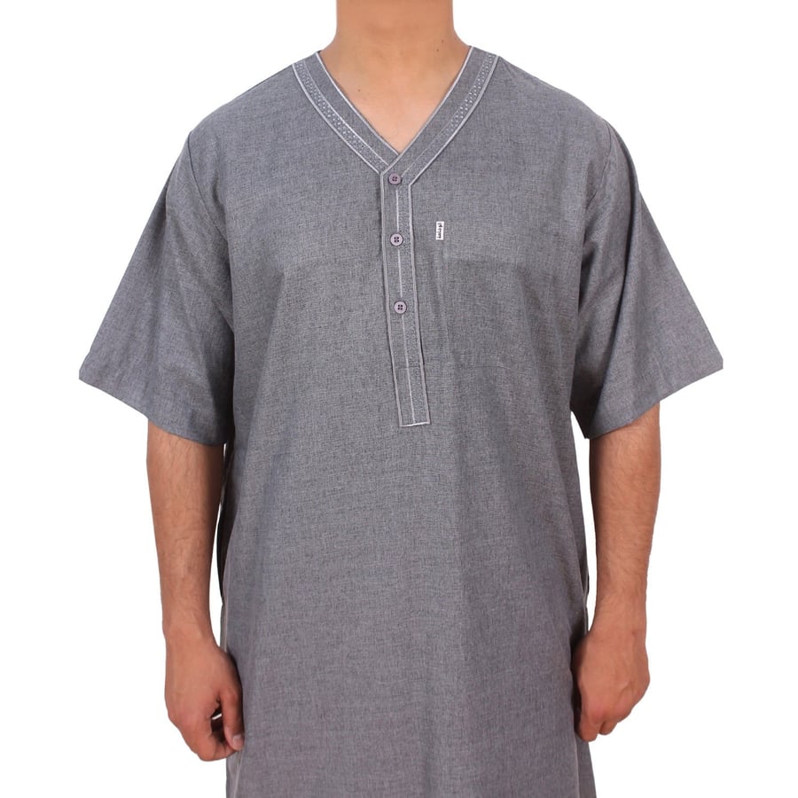 Jalabiya for Men & Embroidered Half Sleeve M