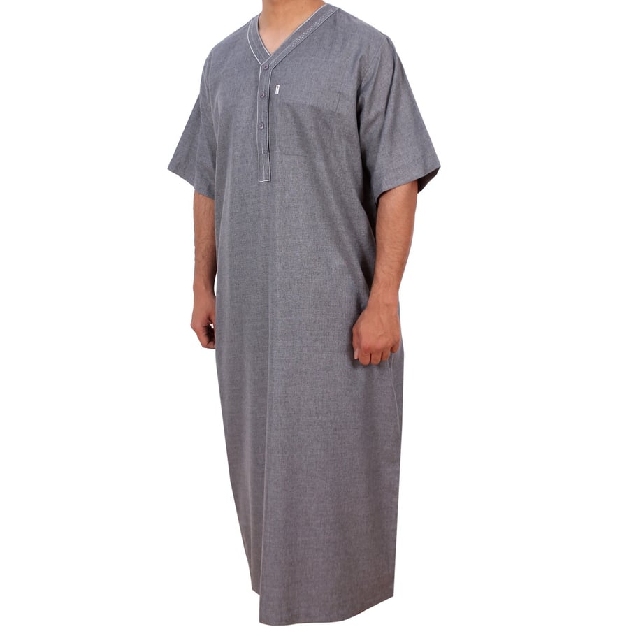 Jalabiya for Men & Embroidered Half Sleeve M