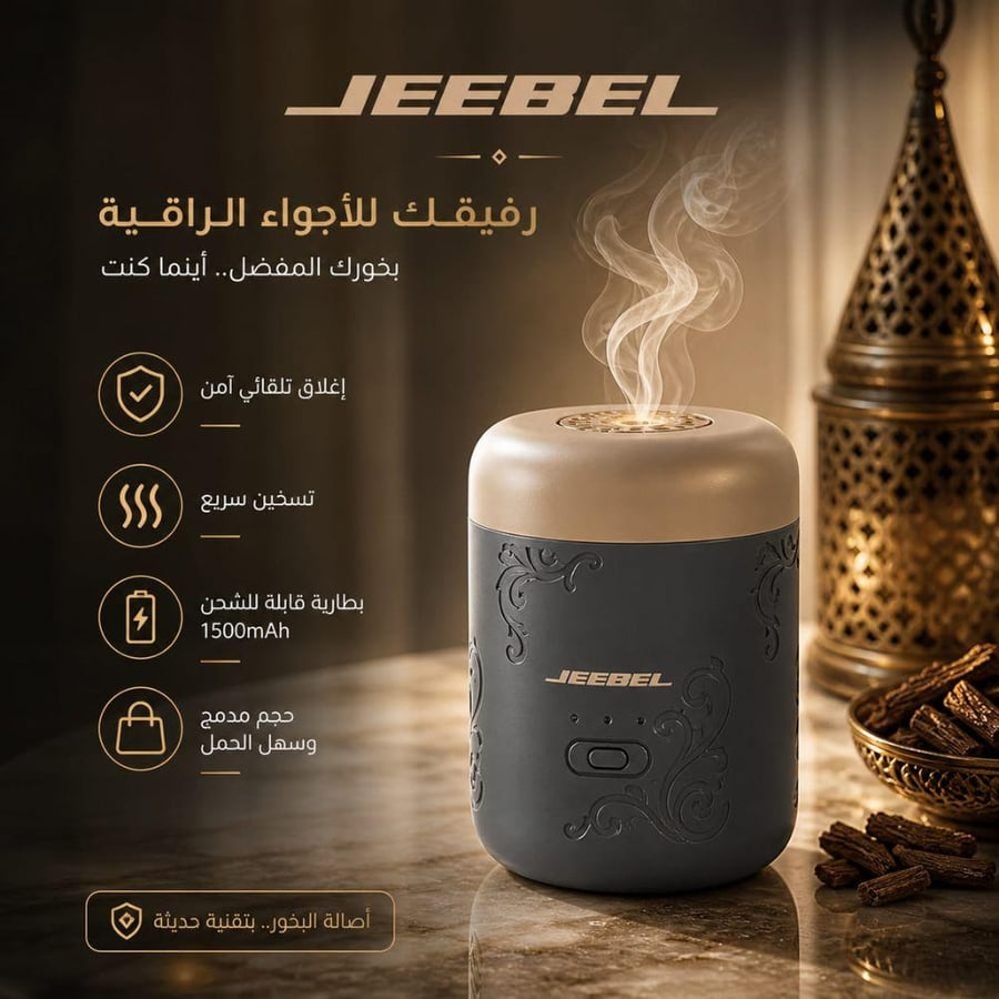 Portable smart incense burner from Jebel – USB-C charging with 1500mAh battery and luxurious design with safety and automatic shut-off