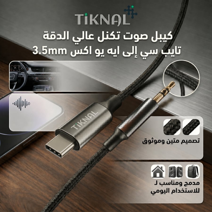 كيبل صوت عالي الدقة USB-C إلى AUX 3.5mm من تيكنال