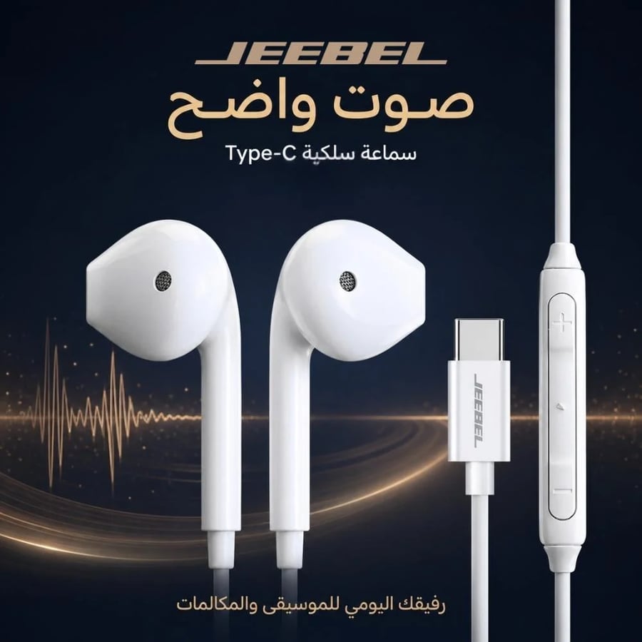 Wired earphones with Type-C port, microphone, and volume control – compatible with Android and iOS