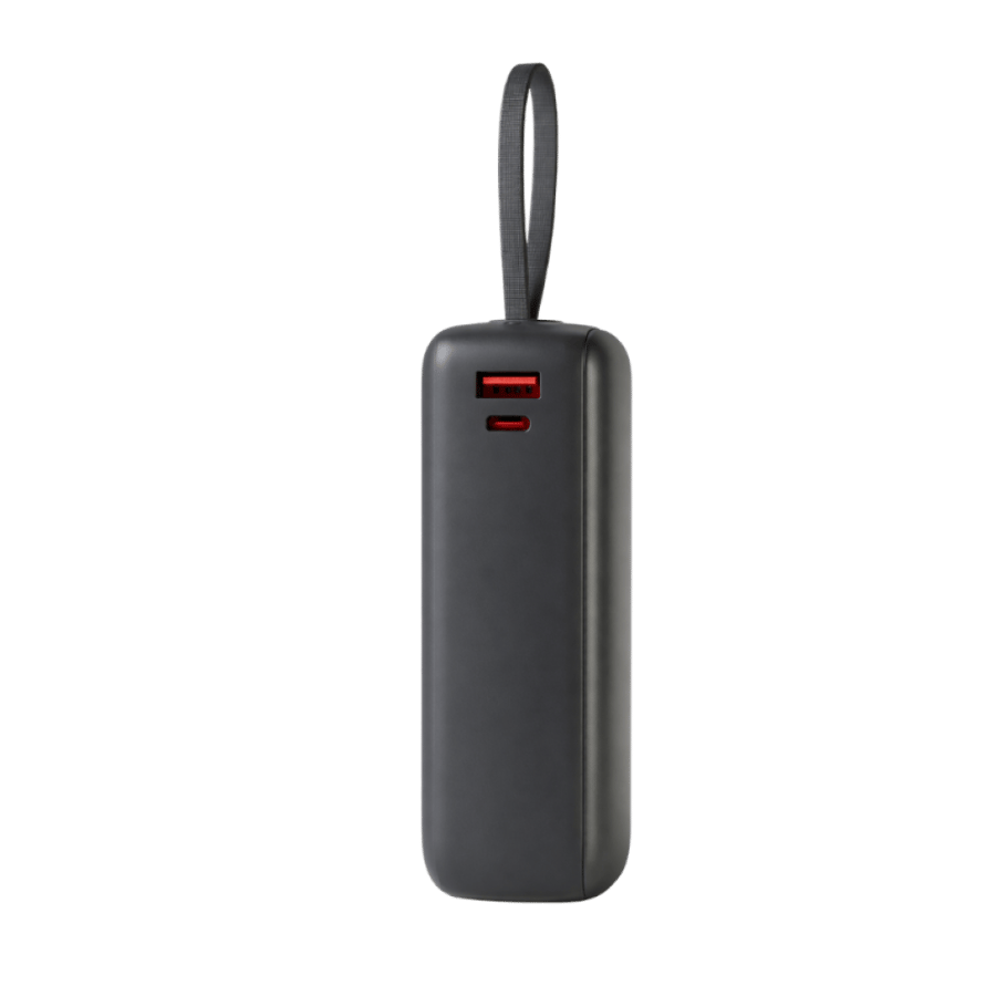 باور بانك أسود بمنفذين USB ومشبك معلق