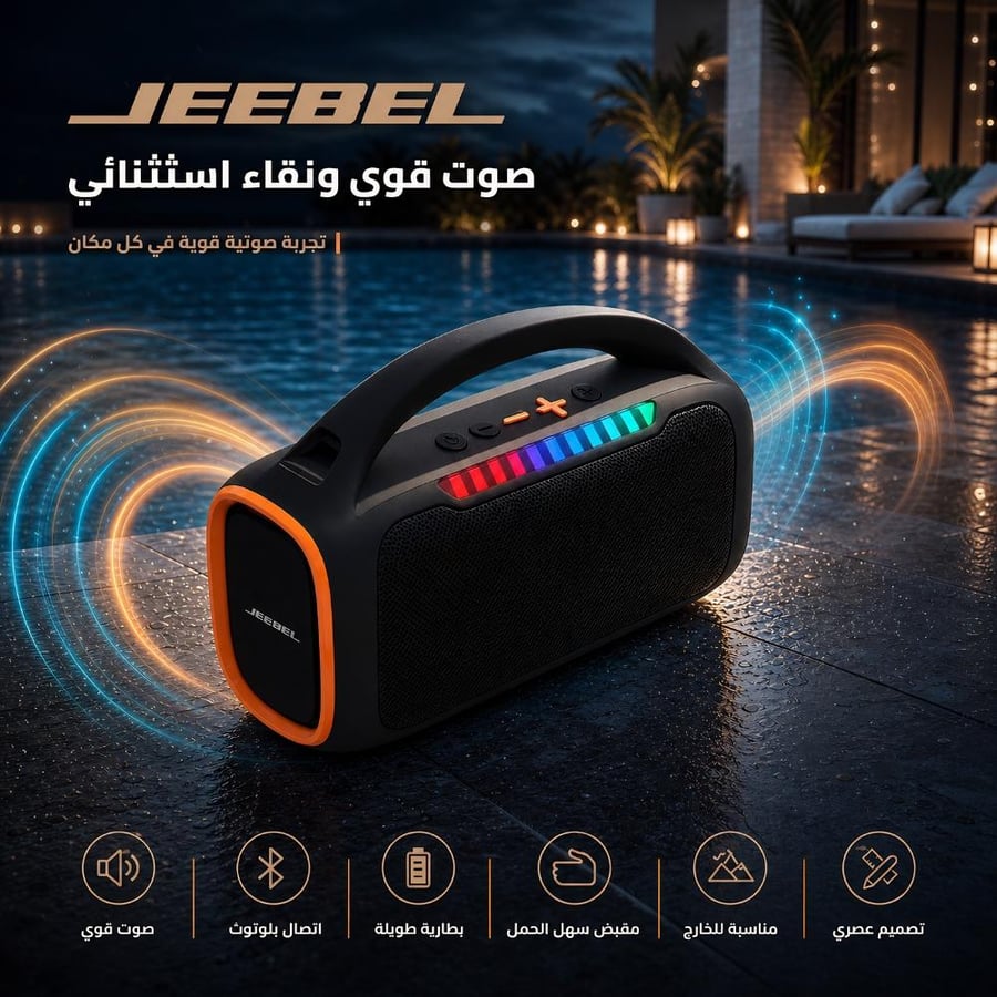 جيبل مكبر صوت بلوتوث 30 واط RGB محمول مقاوم للماء - صوت ستيريو قوي و إضاءة جذابة