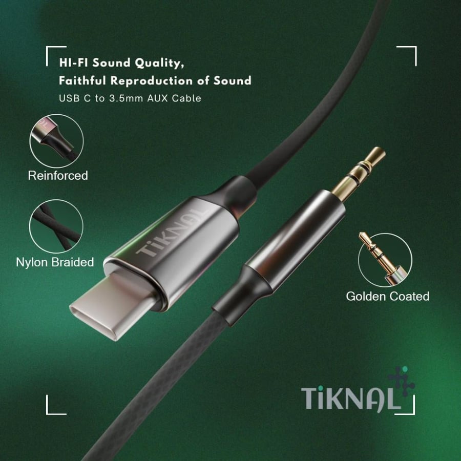 كيبل صوت عالي الدقة USB-C إلى AUX 3.5mm من تيكنال