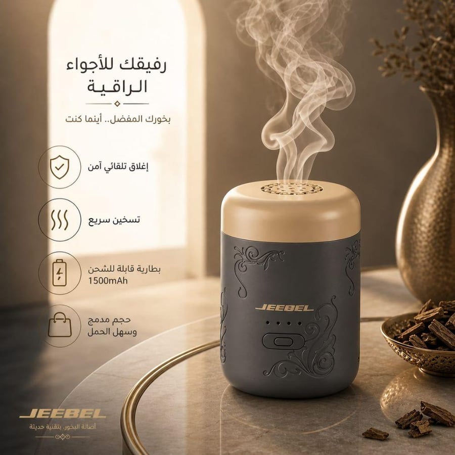 Portable smart incense burner from Jebel – USB-C charging with 1500mAh battery and luxurious design with safety and automatic shut-off