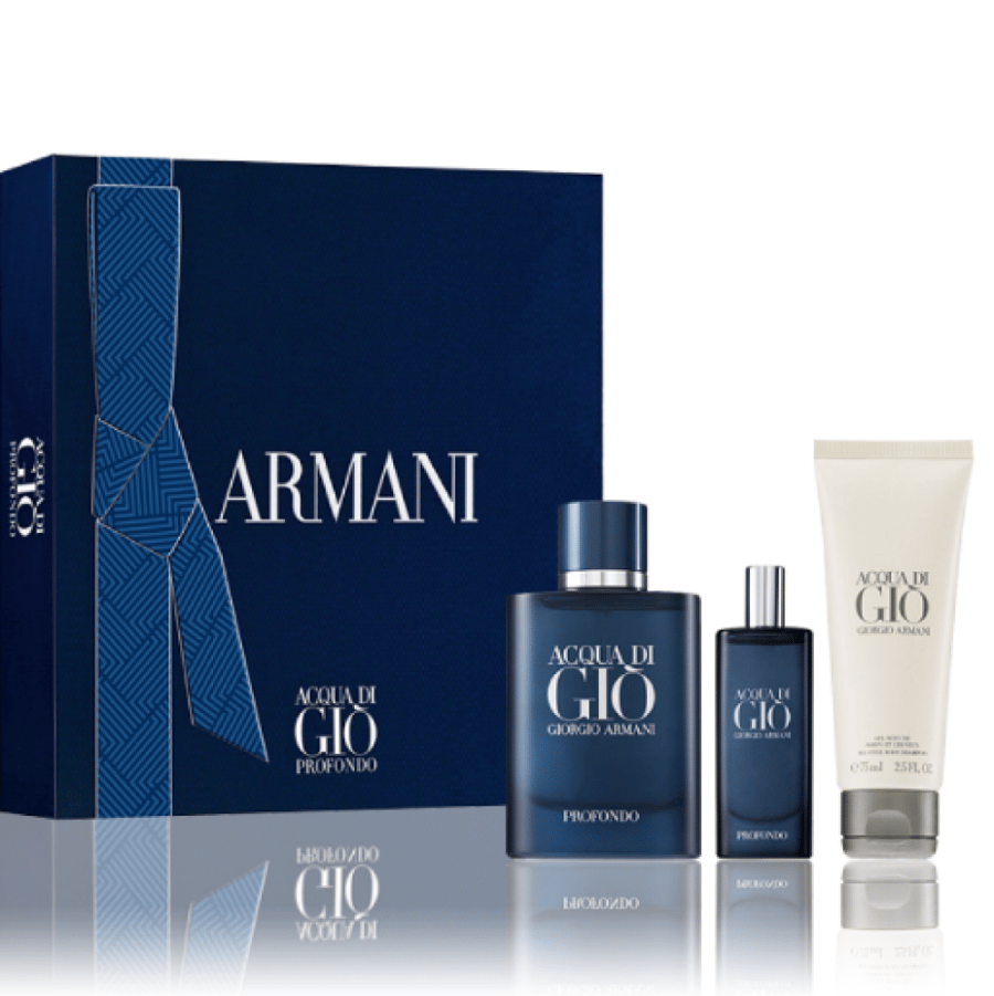 مجموعة الهدايا جورجيو أرماني عطر اكوا دي جيو بروفوندو + شاور جل