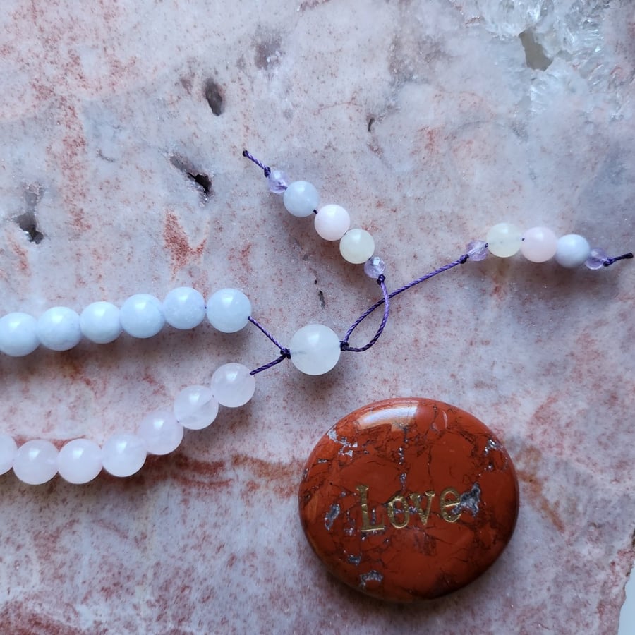 سبحة الجمال والأناقة من حجر الروز كوارتز Rose Quartz و الأكوامارين Aquamarine المميز