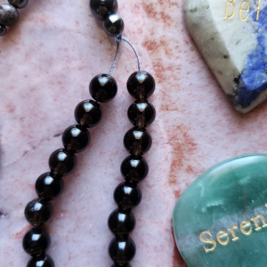 سبحة السموكي كوارتز Smokey Quartz و عين النمر Tiger Eye
