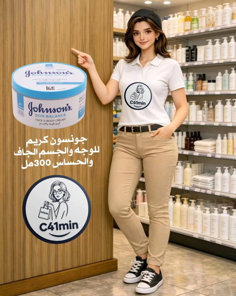 جونسون كريم للوجه والجسم الجاف والحساس 300مل