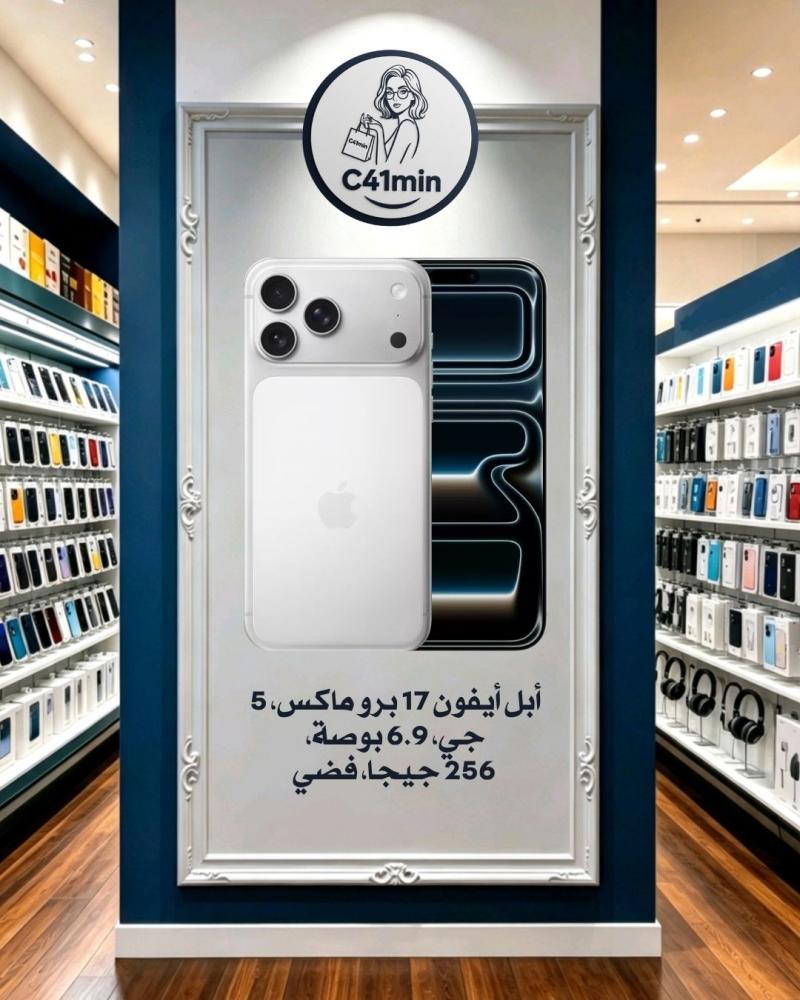 أبل أيفون 17 برو ماكس، 5 جي، 6.9 بوصة، 256 جيجا، فضي