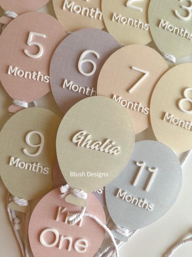 Pastel Balloon Baby Milestone set (A)