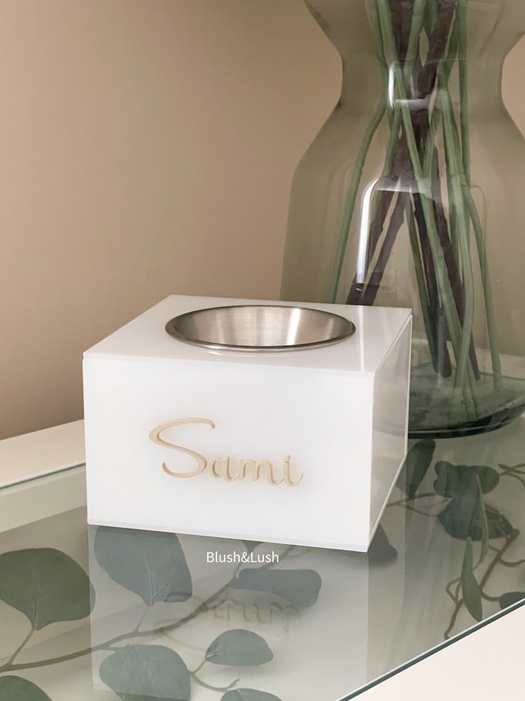 Square acrylic incense burner / with one name written in acrylic