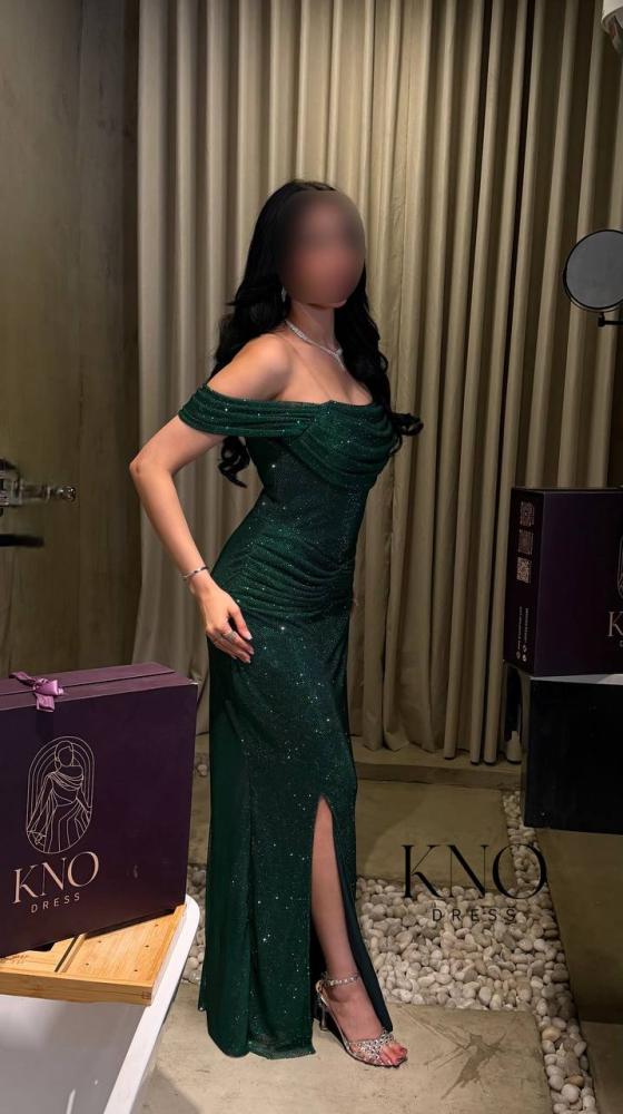 فستان شبك كرستال فاخر مبطن فستان سهرة لامع