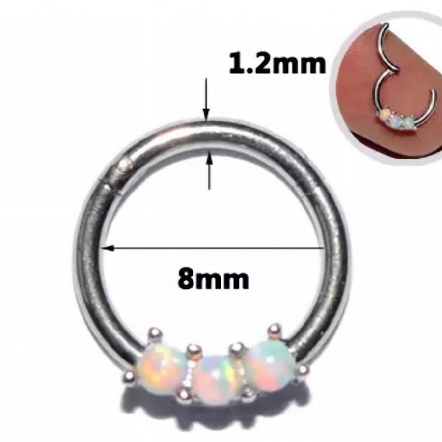 حلق طبي دائري للأذن و الأنف - Purple Stainless Stee Opal Stone hoop for ear and Nose