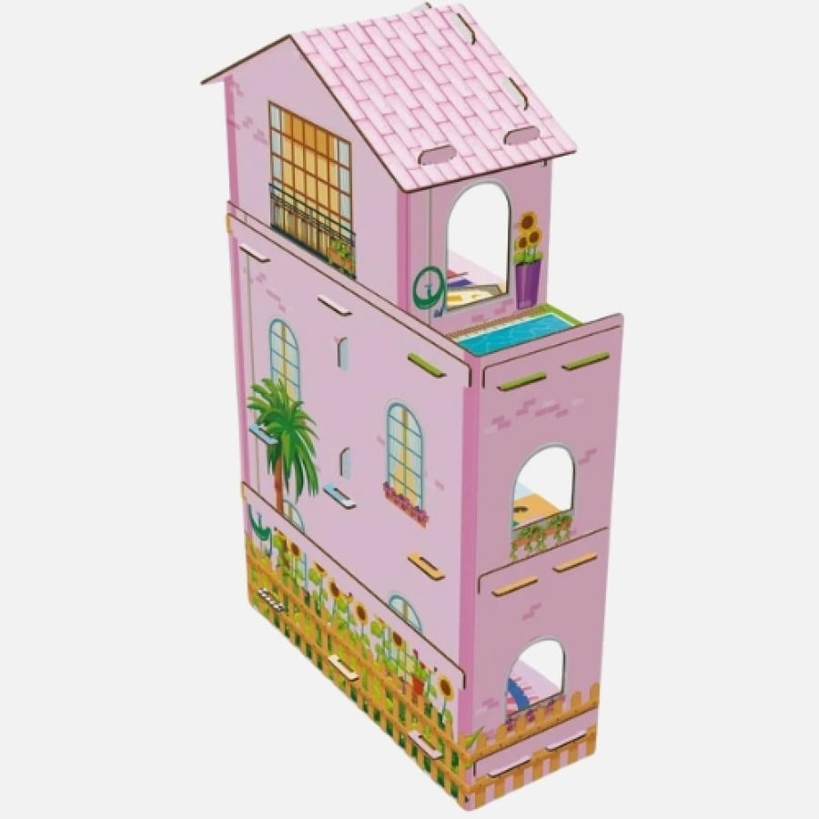 بيت دمى كرتوني كبير DIY للأطفال 3 طوابق مع مسبح - حكاية طفل