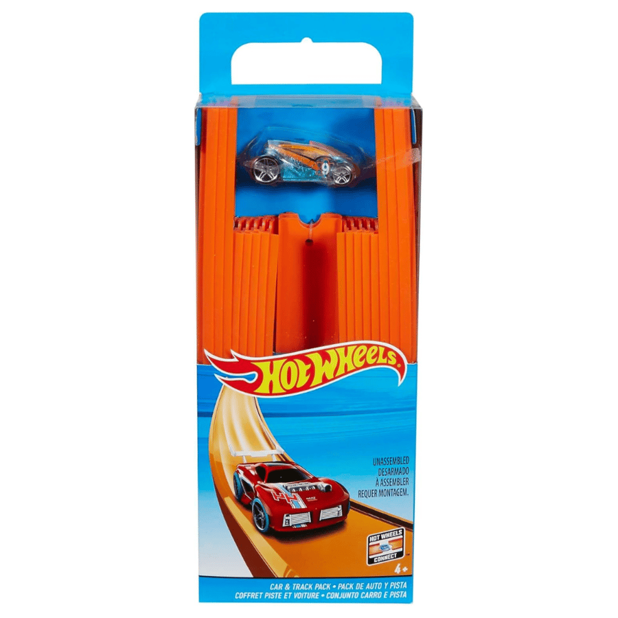 Hot Wheels - Track assembly parts with a toy car