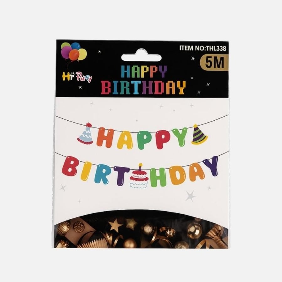 Hi Party زينة عيد ميلاد ملونة HAPPY BIRTHDAY بطول 5 أمتار – لإطلالة ا