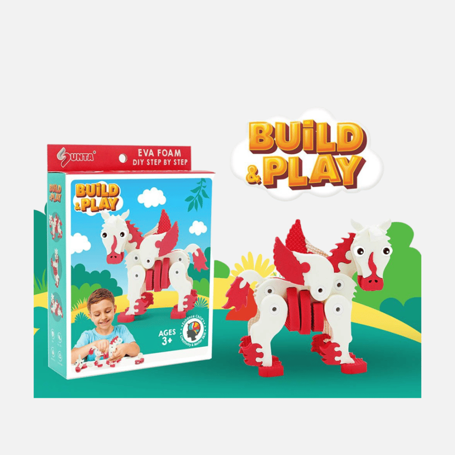 لعبة بناء وحيد القرن من الفوم للأطفال – سونتا Build & Play