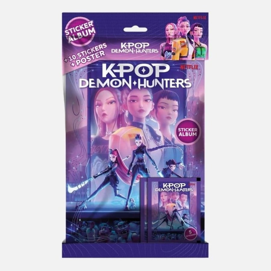 ماكي ألبوم ملصقات KPOP Demon Hunters مع حقيبتين ملصقات عشوائيتين – مجم