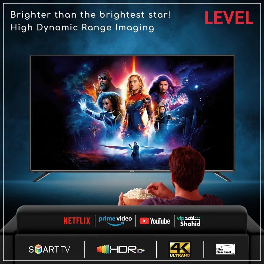 عالم الاجهزة ودى ستورز اجهزة منزلية شاشة ليفيل 65 بوصة QLED 4K ويبوس