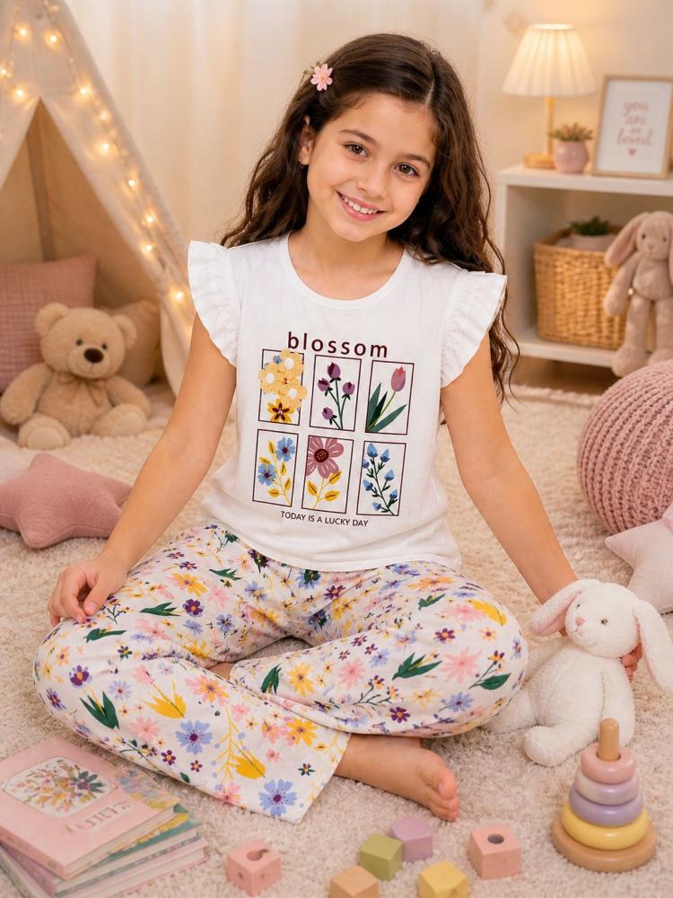 Spring floral cotton pajamas